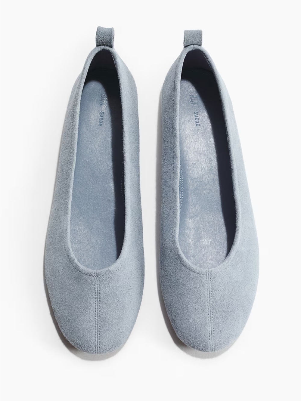 H&M Premium Selection Suede Ballet Flats in Light Blue NWT